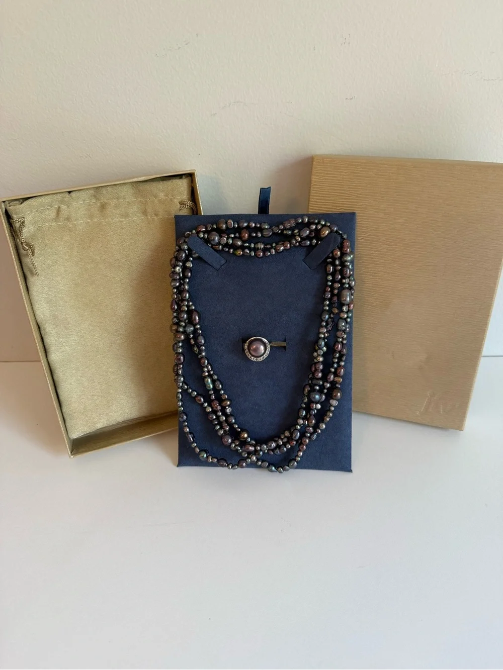 NWT JTV 925 Silver Violet Luster Button Pearl Multi Strand 36
